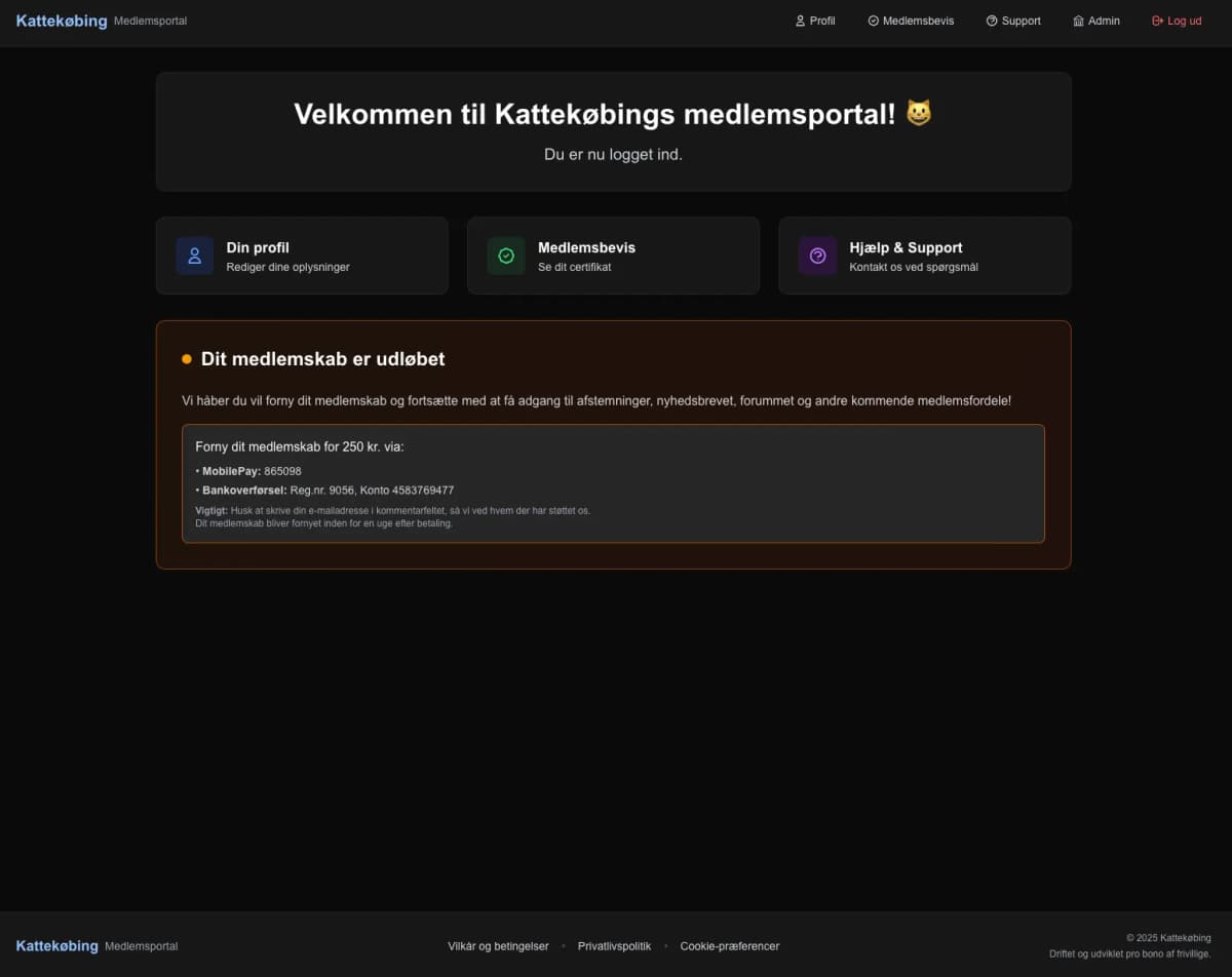 Kattekøbing Members Portal - Cat Rescue Management System
