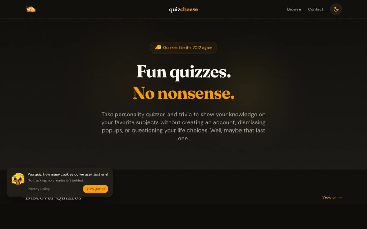 QuizCheese homepage
